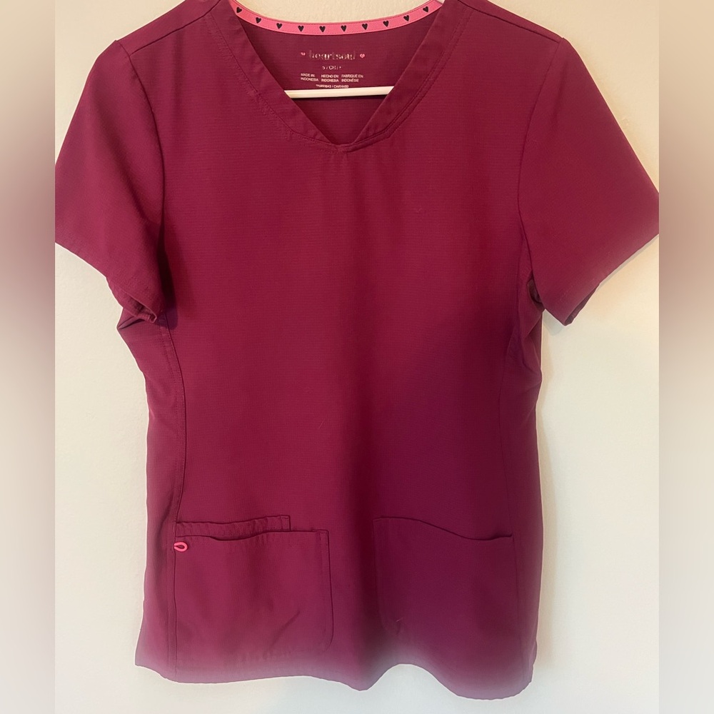 HeartSoul Women's Burgundy Scrub Top, size S